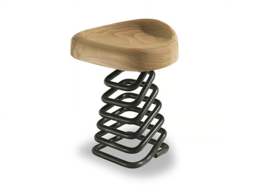 MOLLA - Low solid ceda rwood stool with iron base by Riva 1920 - view 2